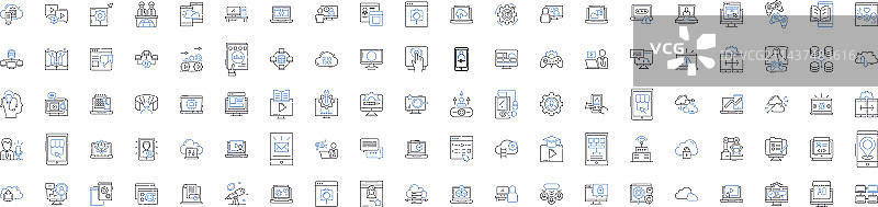 计算机技术线性图标合集图片素材