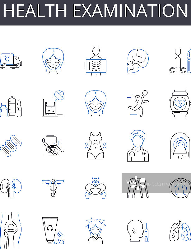 牙科体检线性图标合集图片素材