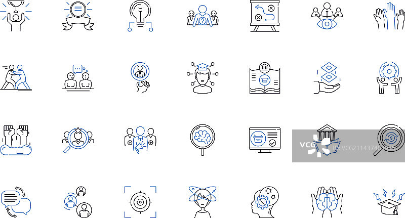 协调的调查线条图标合集图片素材