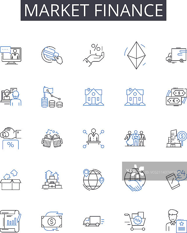 市场金融线条图标合集图片素材