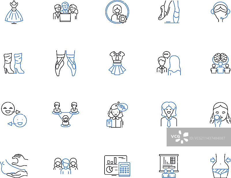 女性商业线性图标集合图片素材