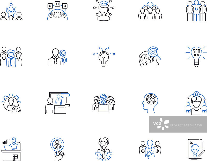 人工智能齿轮线性图标合集图片素材