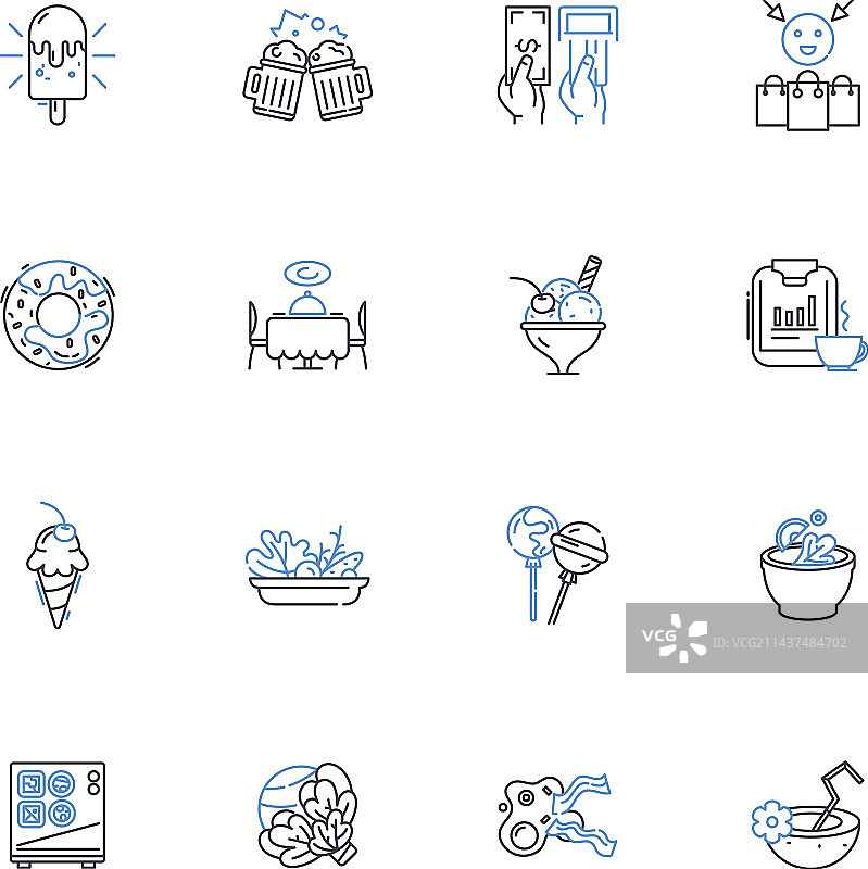 苏打喷泉线性图标集合图片素材