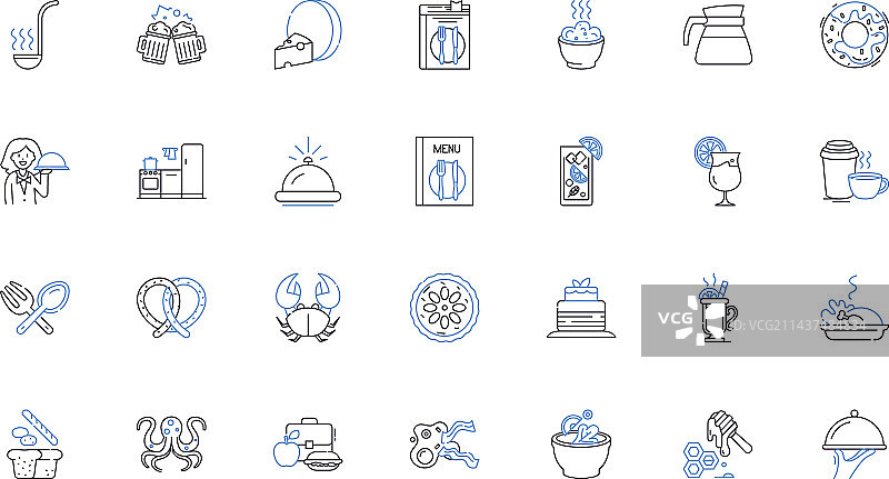 烹饪商店线性图标小工具合集图片素材