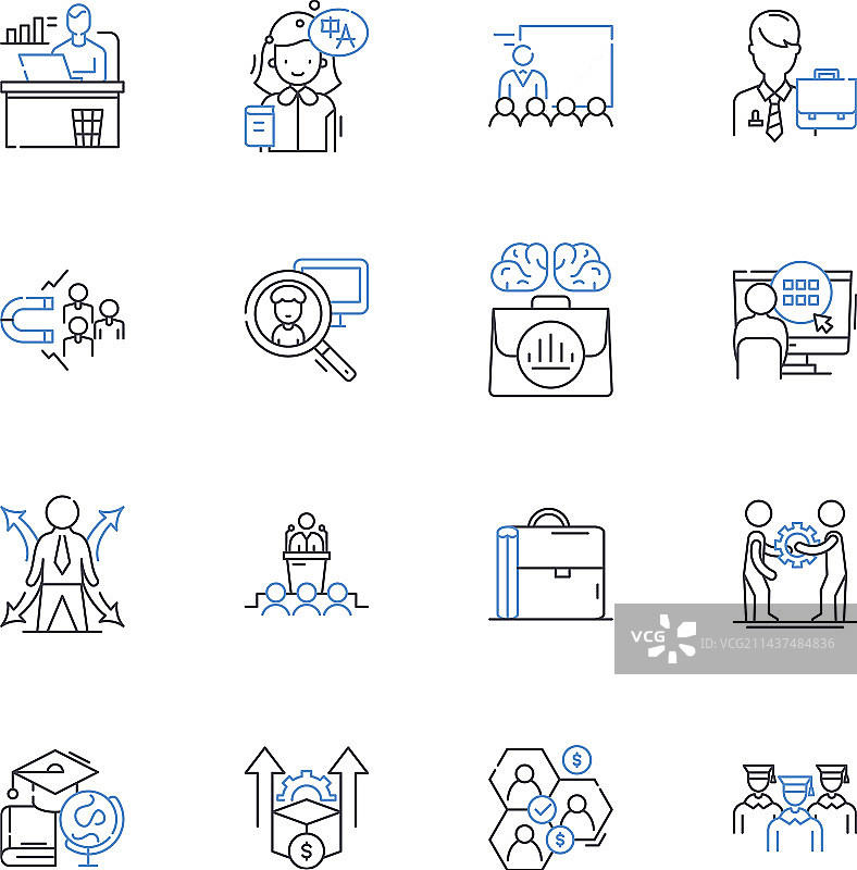 任务完成线性图标合集图片素材