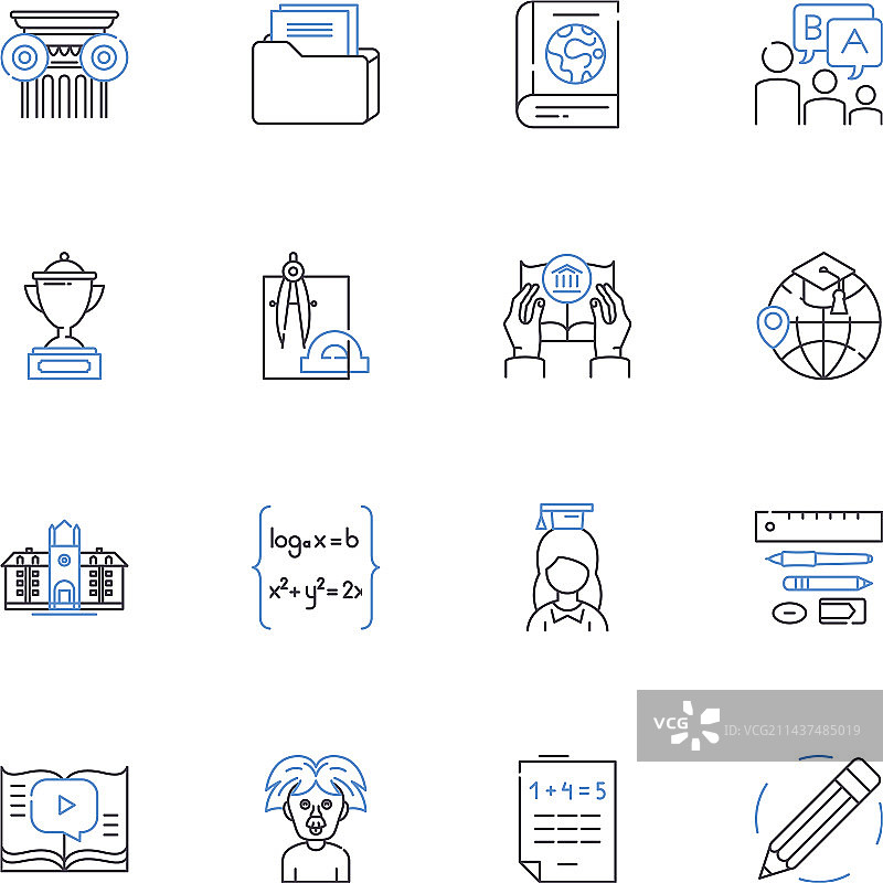 职业学校线性图标合集图片素材