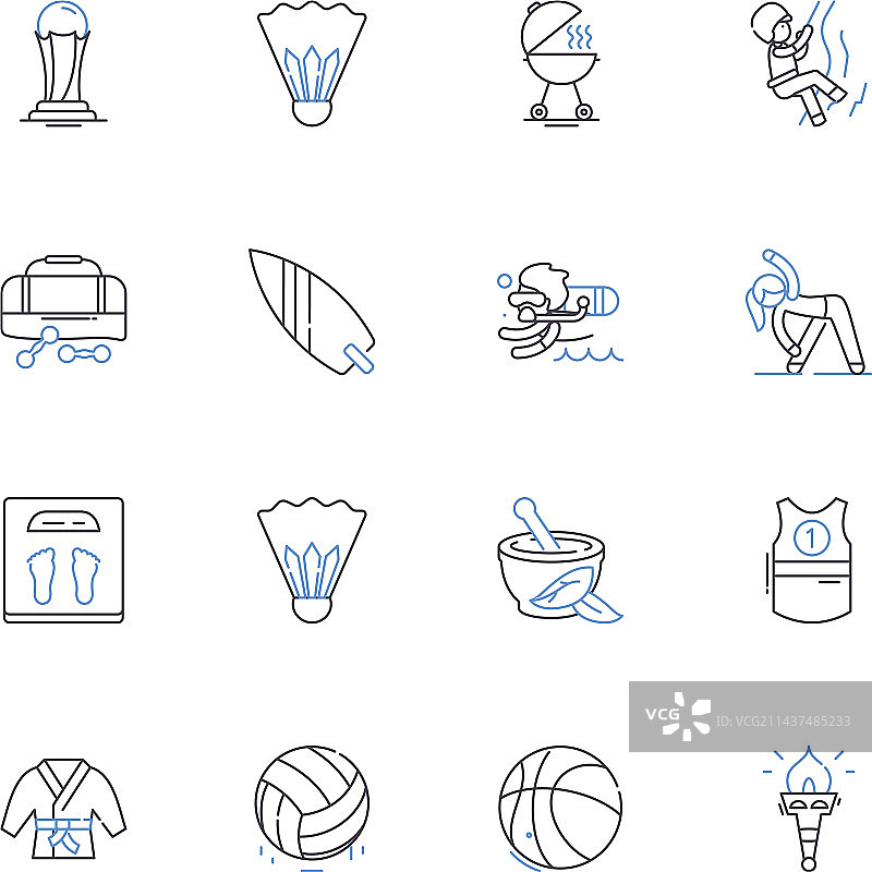 周末休闲运动线性图标图片素材