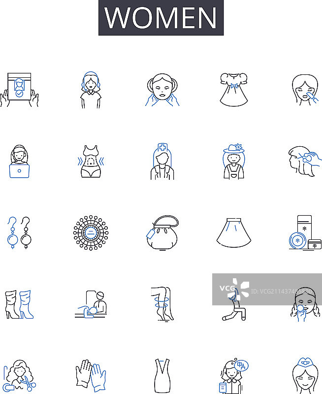 男女线条图标合集图片素材