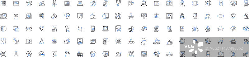 自动化机械化线条图标合集图片素材