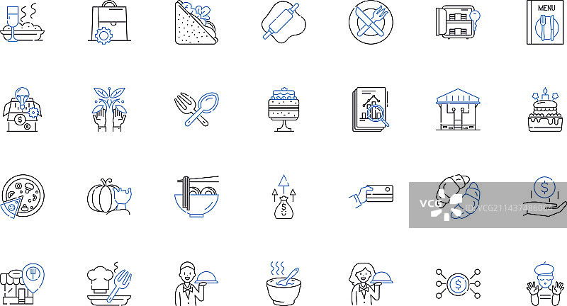 地区特色菜肴线性图标合集：馅饼图片素材