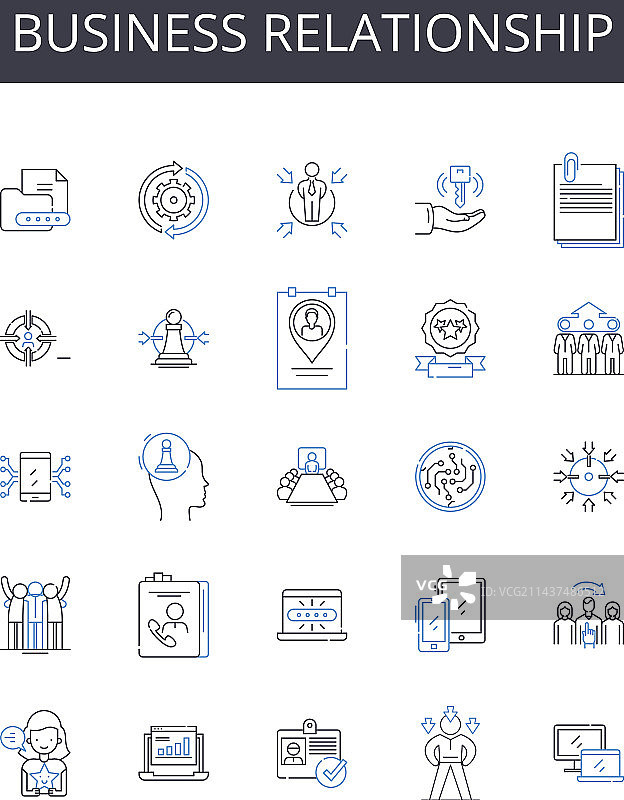 商业关系线性图标合集图片素材
