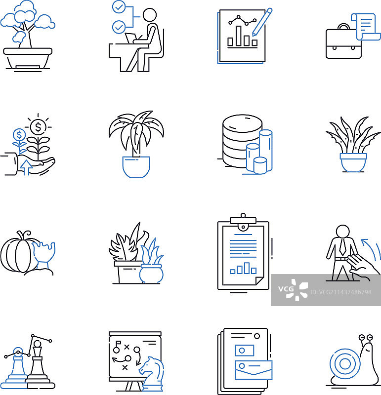 水产养殖业线性图标合集图片素材