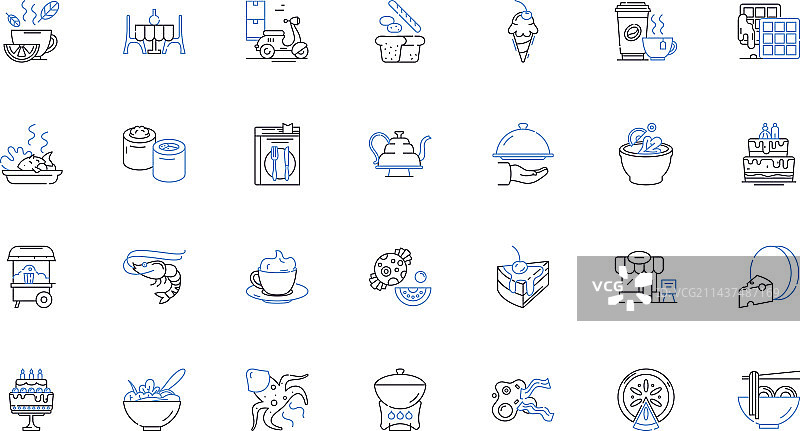 美味佳肴线性图标合集图片素材