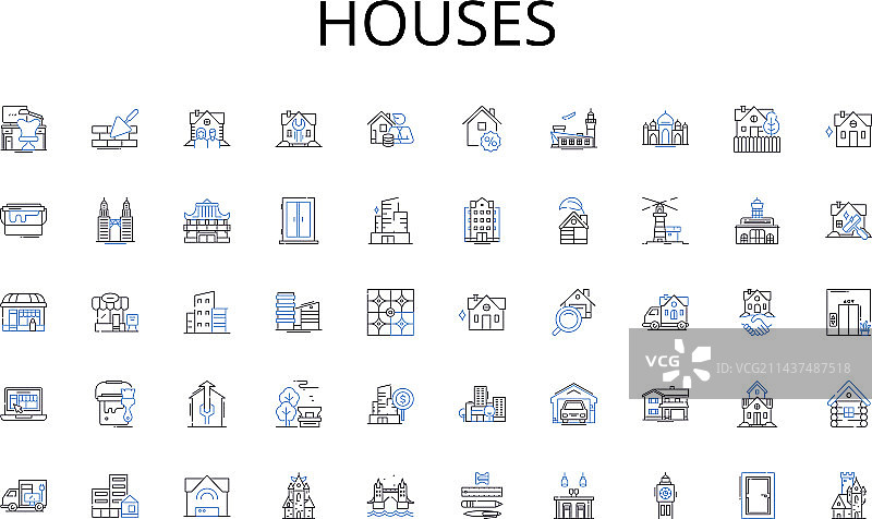 房屋线条图标合集：热情好客图片素材