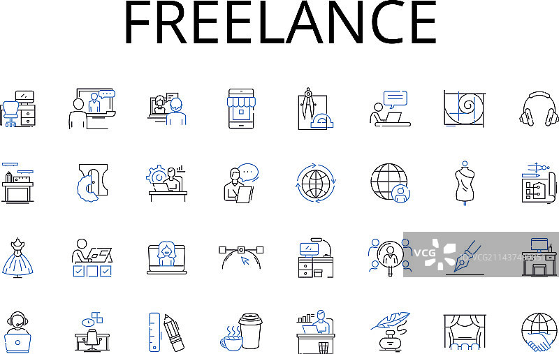 独立自由职业线条图标合集图片素材
