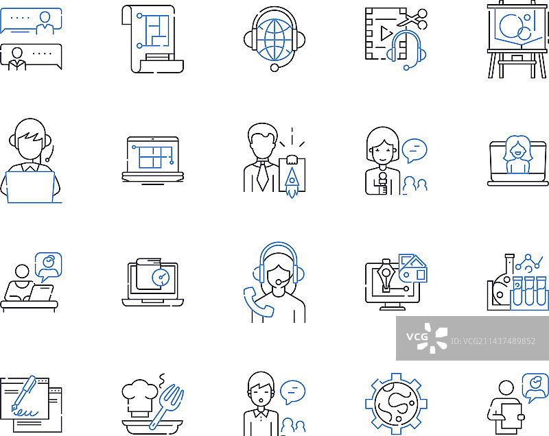 编辑线条图标集合：校对修改图片素材