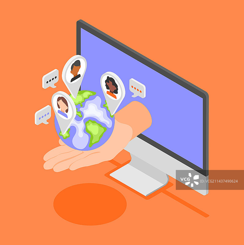 电脑社会学2.5D背景图片素材