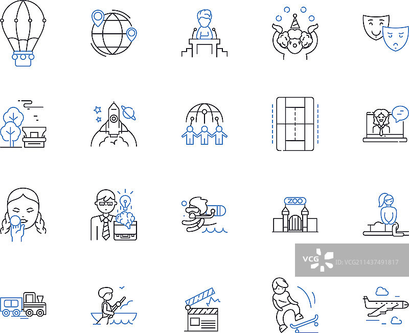 令人振奋的追求线性图标合集图片素材