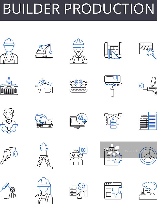 建筑工人生产线图标系列图片素材