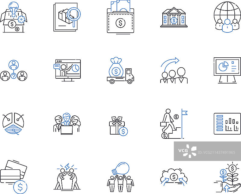 金融计划线性图标合集：预算编制图片素材