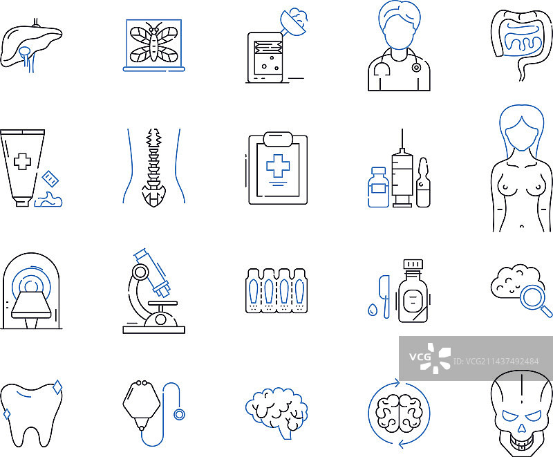 孕产妇护理线性图标集合图片素材