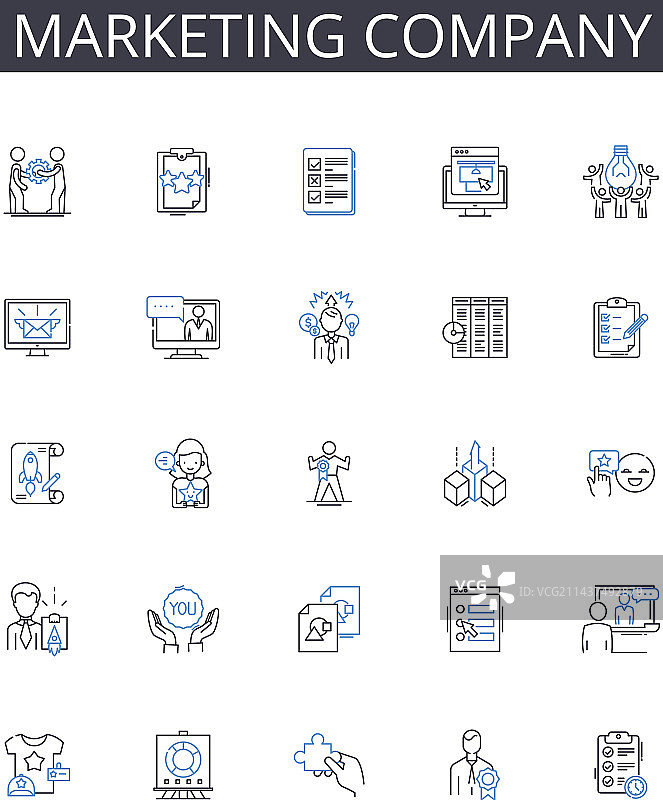 营销公司线性图标合集：广告代理图片素材