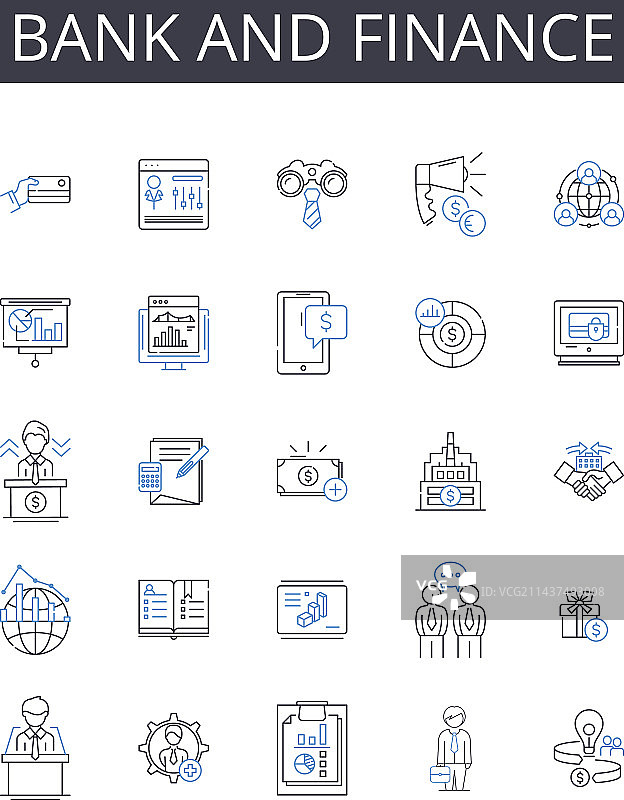 银行与金融线性图标合集图片素材