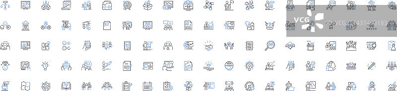 办公桌时间管理线性图标图片素材