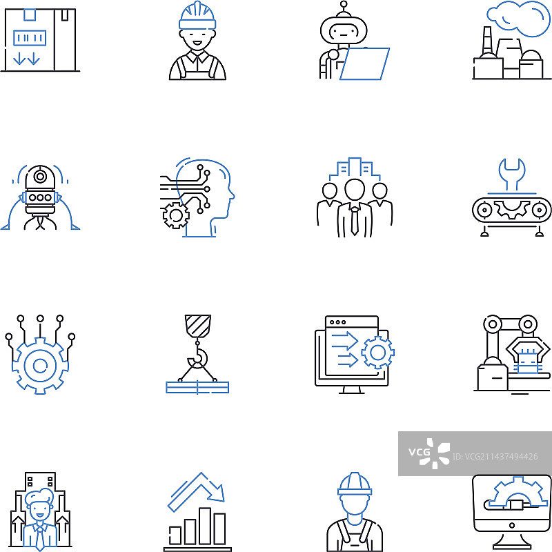 高效的商务线条图标合集图片素材