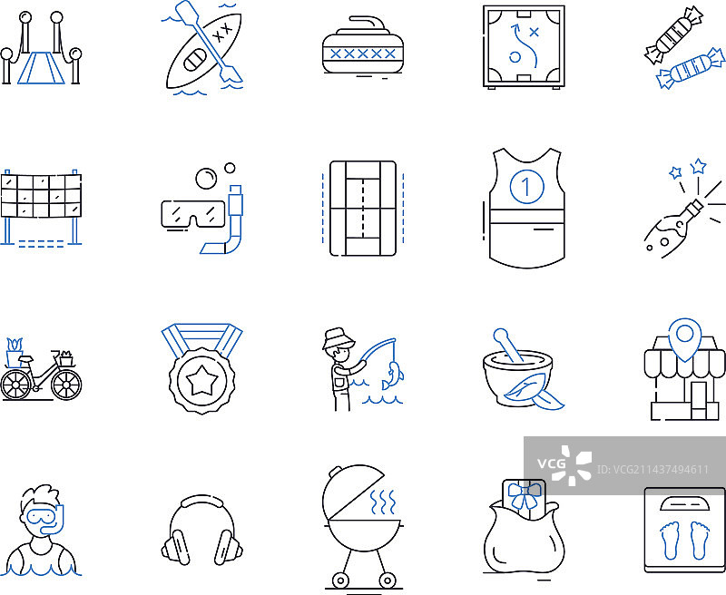 休闲日和体育比赛线性图标图片素材