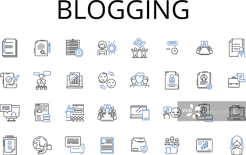 博文线性图标合集视频博客图片素材