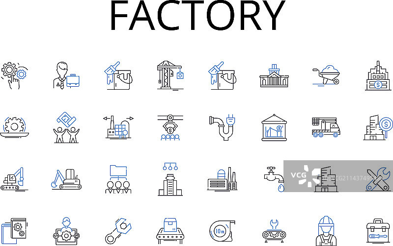 工厂线性图标种植园系列图片素材