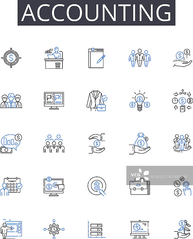 会计线条图标合集图片素材
