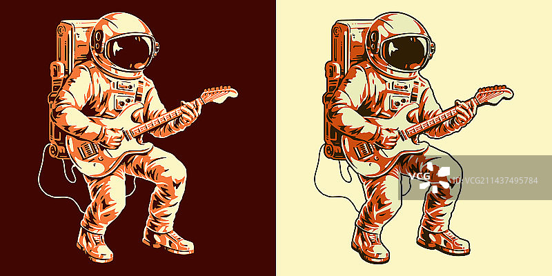 宇航员吉他手宣传单图片素材