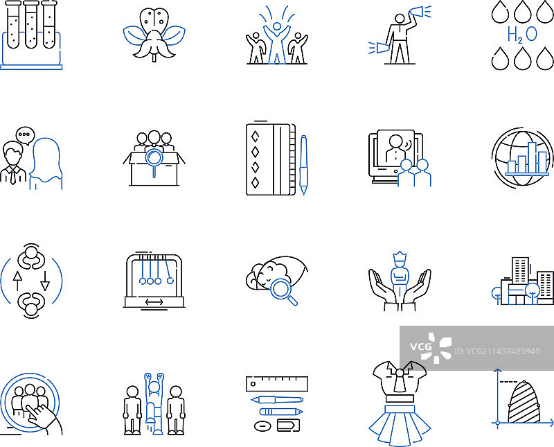 学校课程线性图标合集图片素材