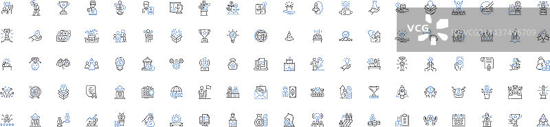 经济增长繁荣发展线性图标图片素材