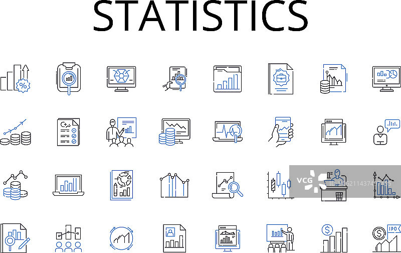 统计线条图标集合概率图片素材