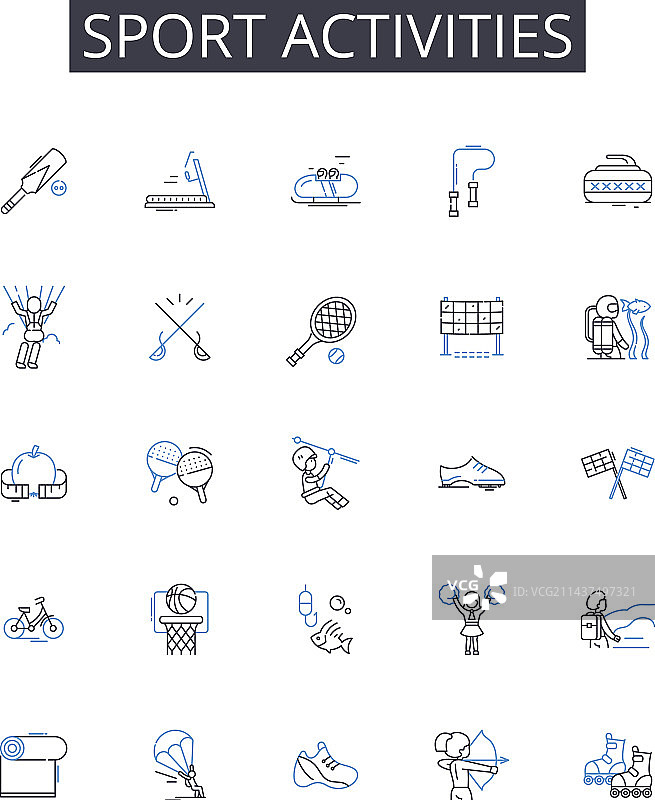 体育活动线性图标集图片素材