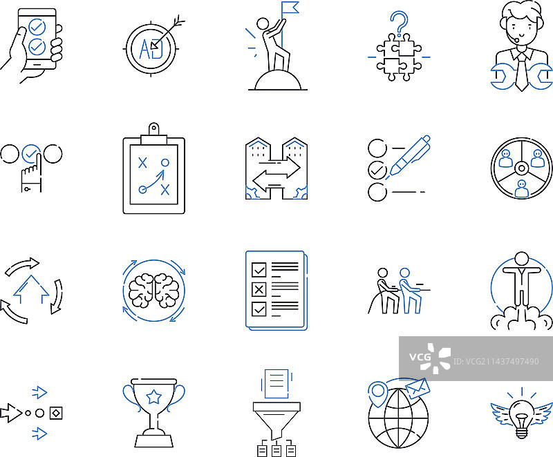 辛迪加雇佣关系线性图标合集图片素材