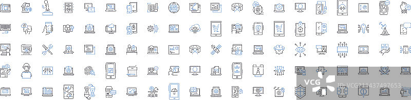 电子系统线性图标电路合集图片素材