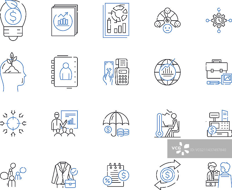 财务管理线性图标合集图片素材