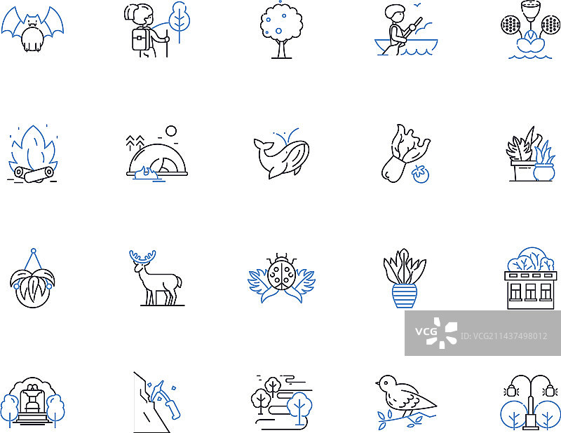 山脉风景线性图标合集图片素材