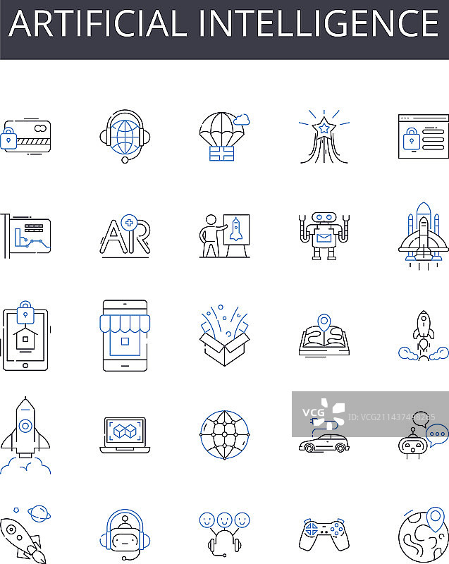 人工智能线性图标合集图片素材