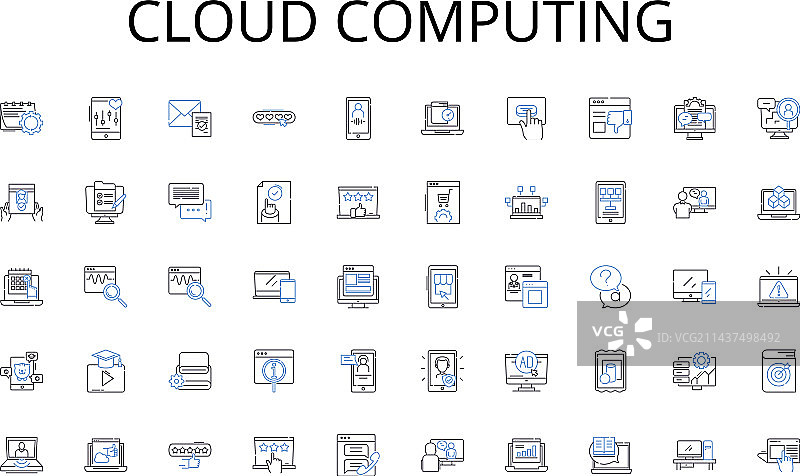 云计算线性图标合集图片素材