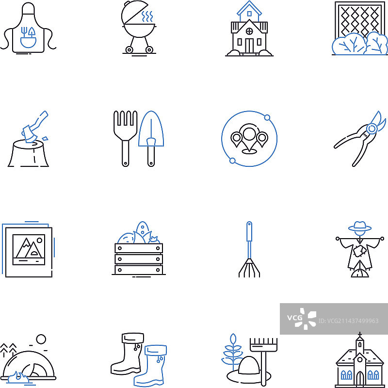 具有历史意义的省镇线条图标集图片素材