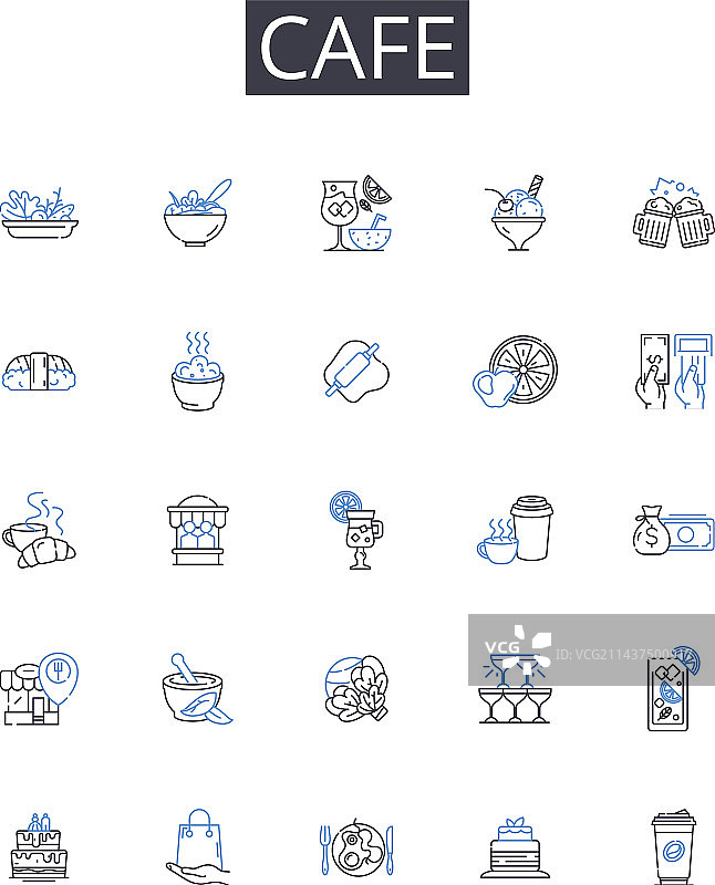咖啡馆线条图标合集：小酒馆餐厅图片素材