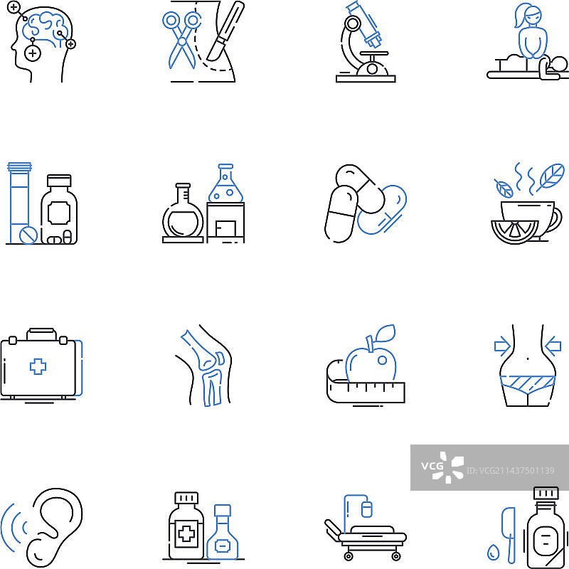 心理治疗诊所线性图标合集图片素材