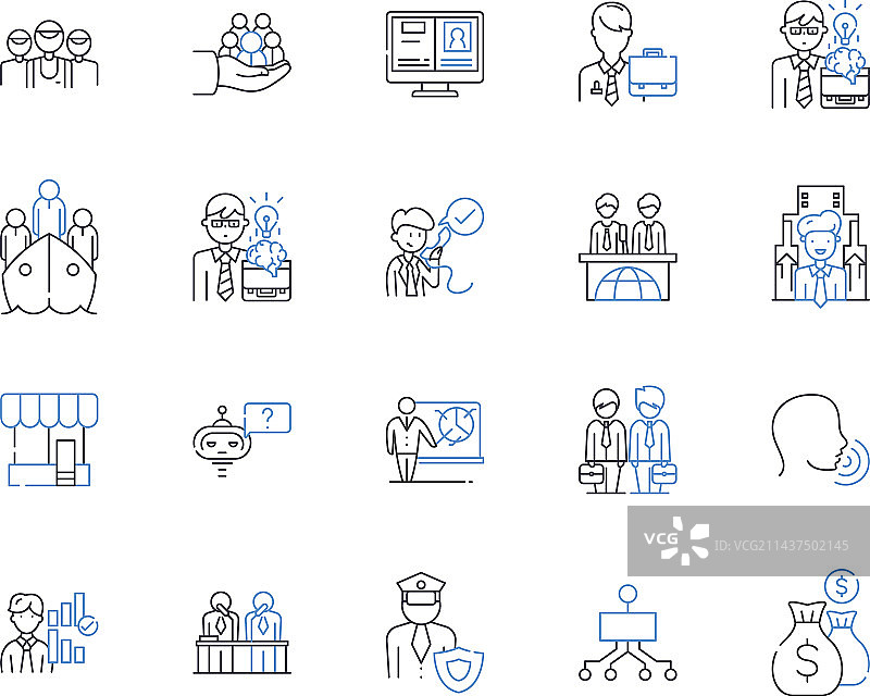 职业分布线性图标分析图片素材