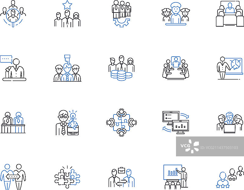 朋友团队团伙的队伍线条图标合集图片素材