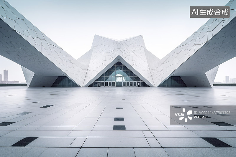 【AI数字艺术】白色抽象建筑图片素材